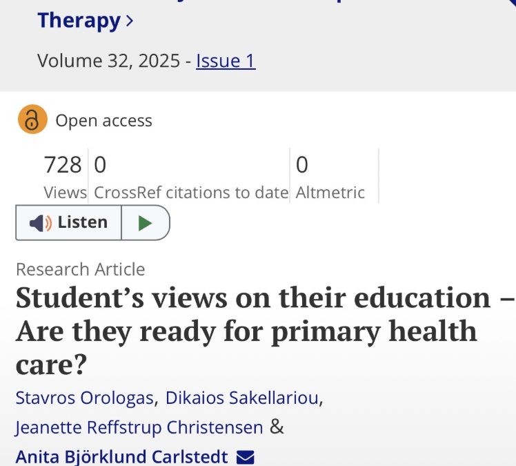 Student’s views on their education – Are they ready for primary health care?